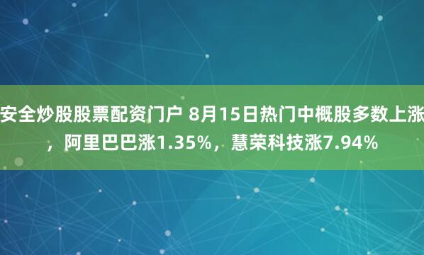 安全炒股股票配资门户 8月15日热门中概股多数上涨，阿里巴巴涨1.35%，慧荣科技涨7.94%